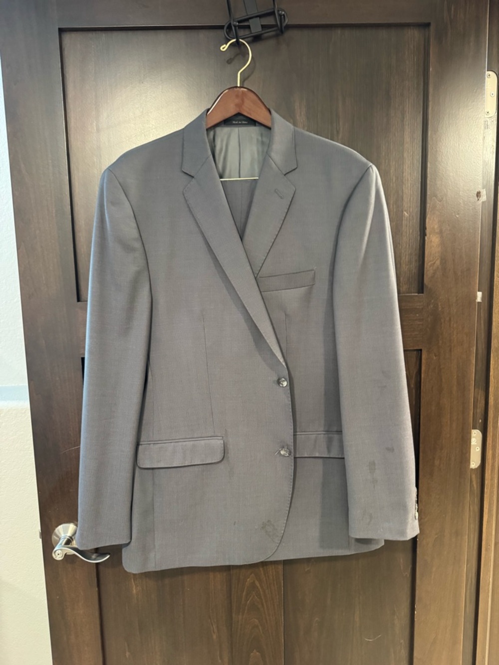 Calvin Klein Men's Light Gray Two-Button Suit Jacket